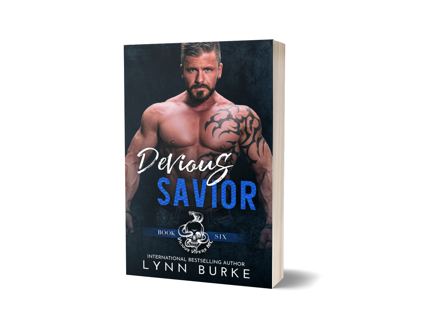 Devious Savior Signed Paperback by Lynn Burke IS AN AGE GAP, SECOND-CHANCE MOTORCYCLE CLUB ROMANCE NOVEL